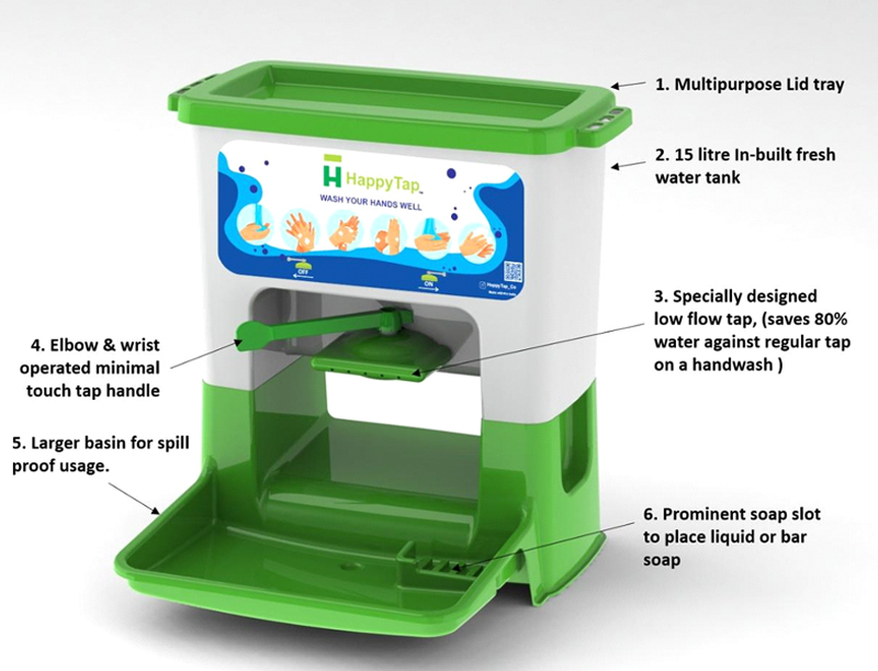 Features of low touch, cost-effective and portable hand washing sink-HappyTap